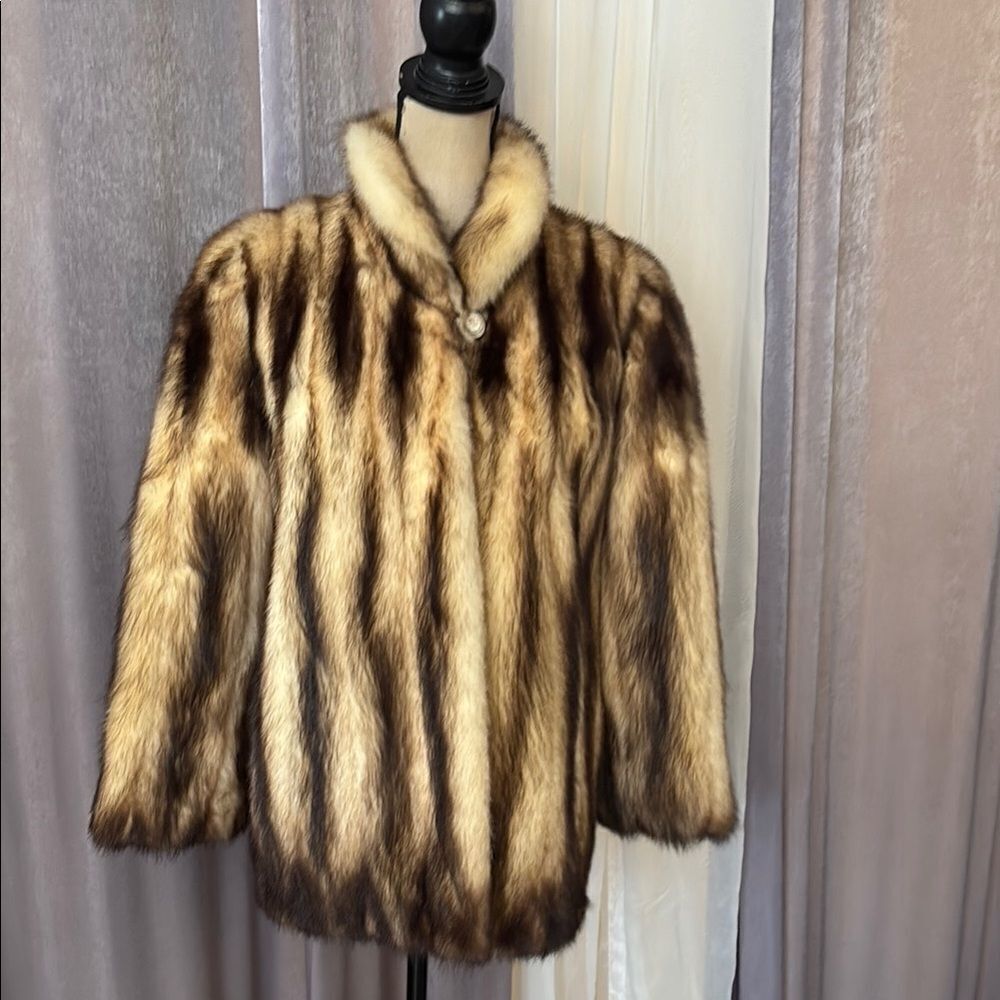 Harry K.Ott Elegant Brown/cream real sable Fur Coat, M